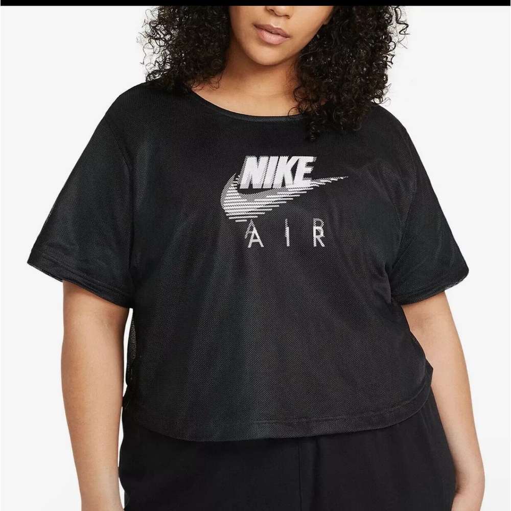 Nike Black Crop Tee with White Nike Air Logo